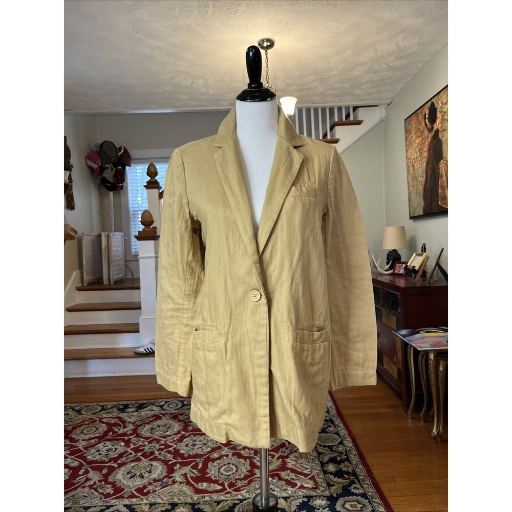 Nice Things Paloma Blazer Women's Size 42 100% Cotton Camel Brown One Button L